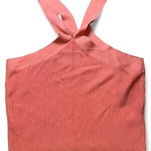 Coral cropped ribbed crop top